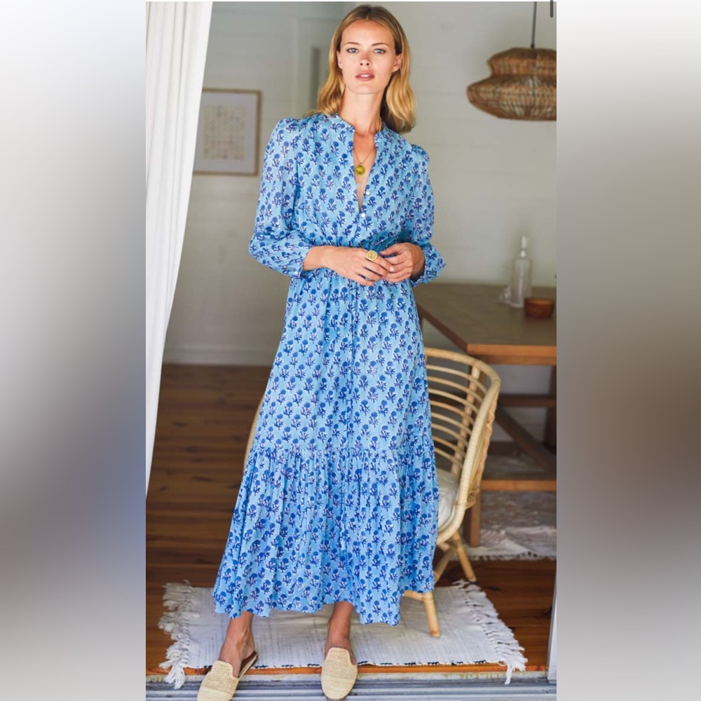 Emerson Fry India Collection Frances Dress 3 - Blue Blockprint size Small